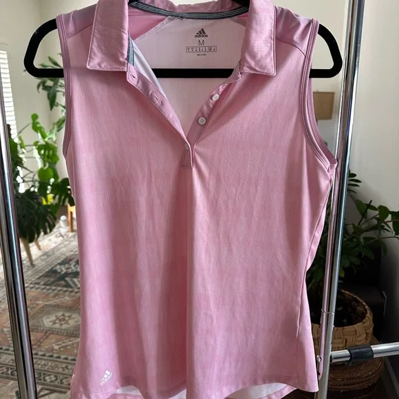 Adidas Women's Pink Collared Active Golf Tennis Pickle Ball Tank Top Shirt Sz M - Picture 8 of 12